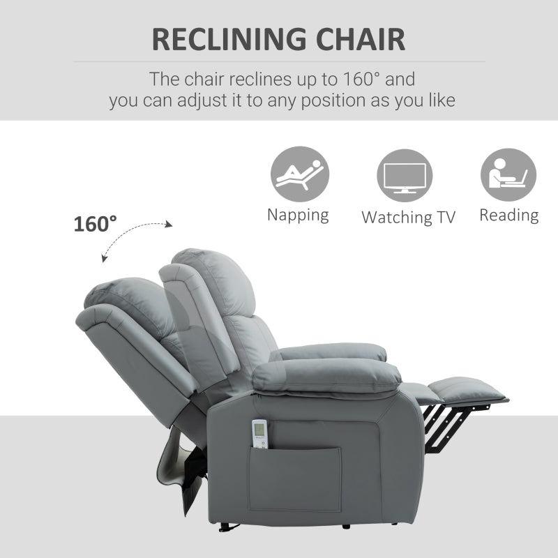 Riser and Recliner Chair with Massage, Heat, Power Lift, Grey