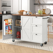 Kitchen Island Serving Trolley Extendable Worktop Storage Cabinet 2 Doors 3 Drawers, Wood Grain Finish