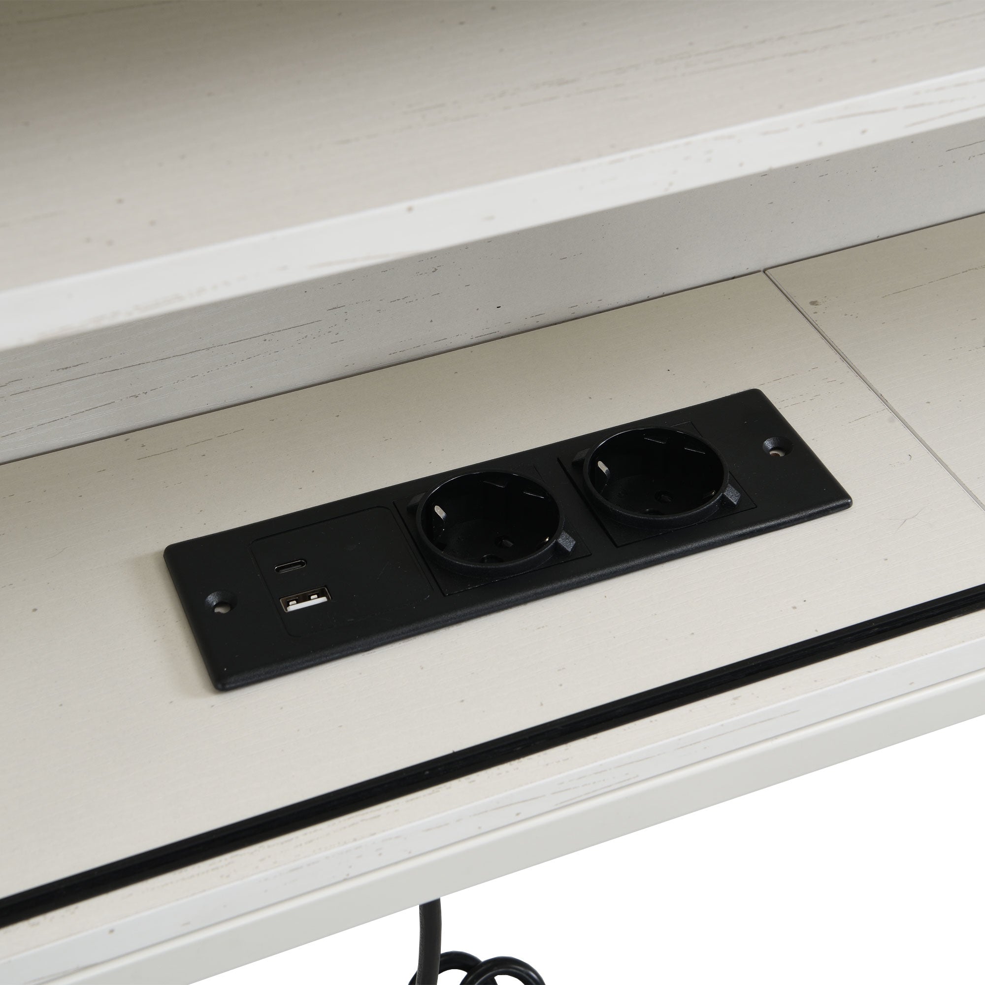 Iron Sofa Bed, 90x200cm Pull-Out with Storage & Sockets, White