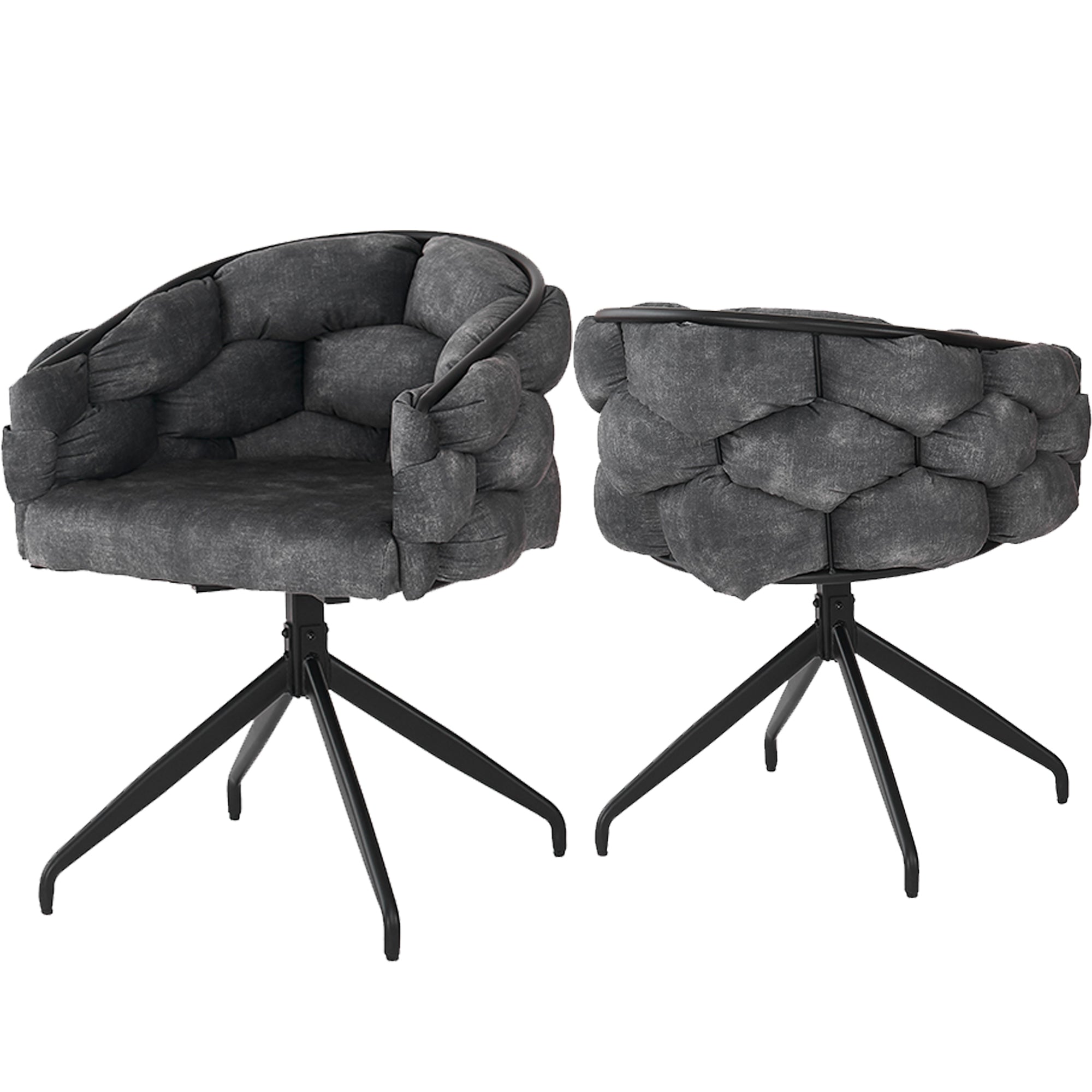Luxury Velvet Chairs (2 pcs), 360° Swivel with Backrest, Gray