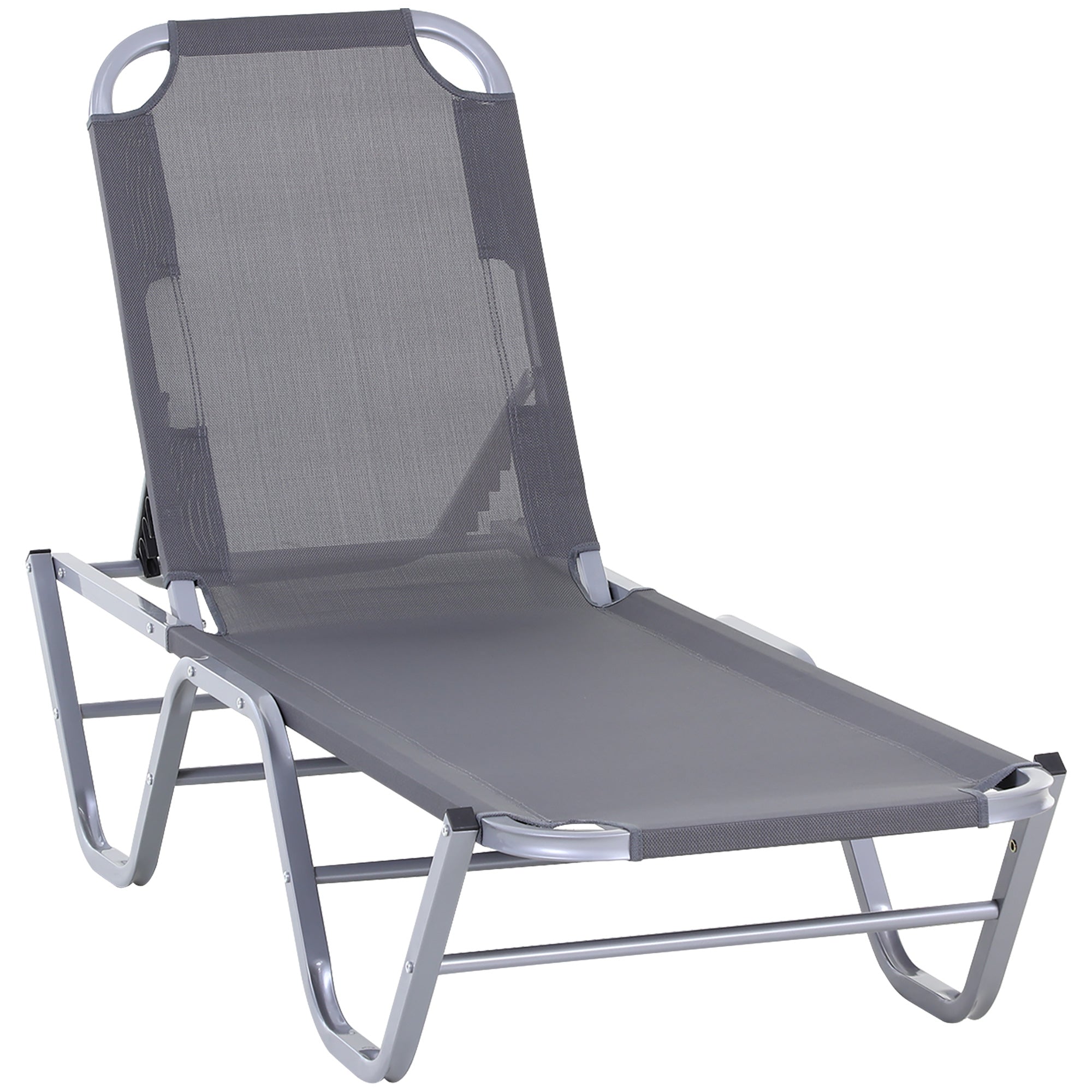 Sun Lounger Recliner w/ 5-Position Adjustable Backrest, Aluminum LIGHT GREY