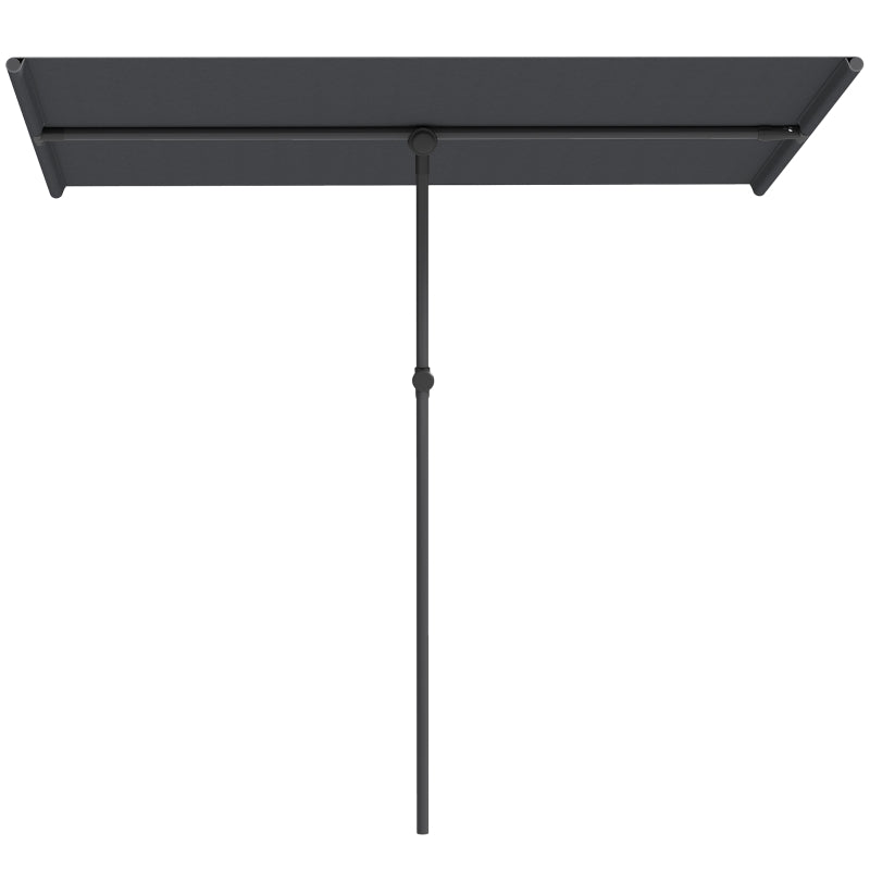 Parasol, 180 Degree Rotatable Height Adjustable Garden Umbrella with Aluminum Pole, Dark Gray