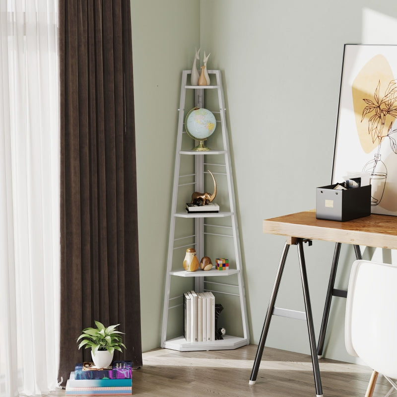 Five-Tier Corner Storage Shelf White