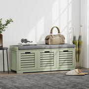 3-Drawer Shoe Storage Bench, Engineered Wood Green