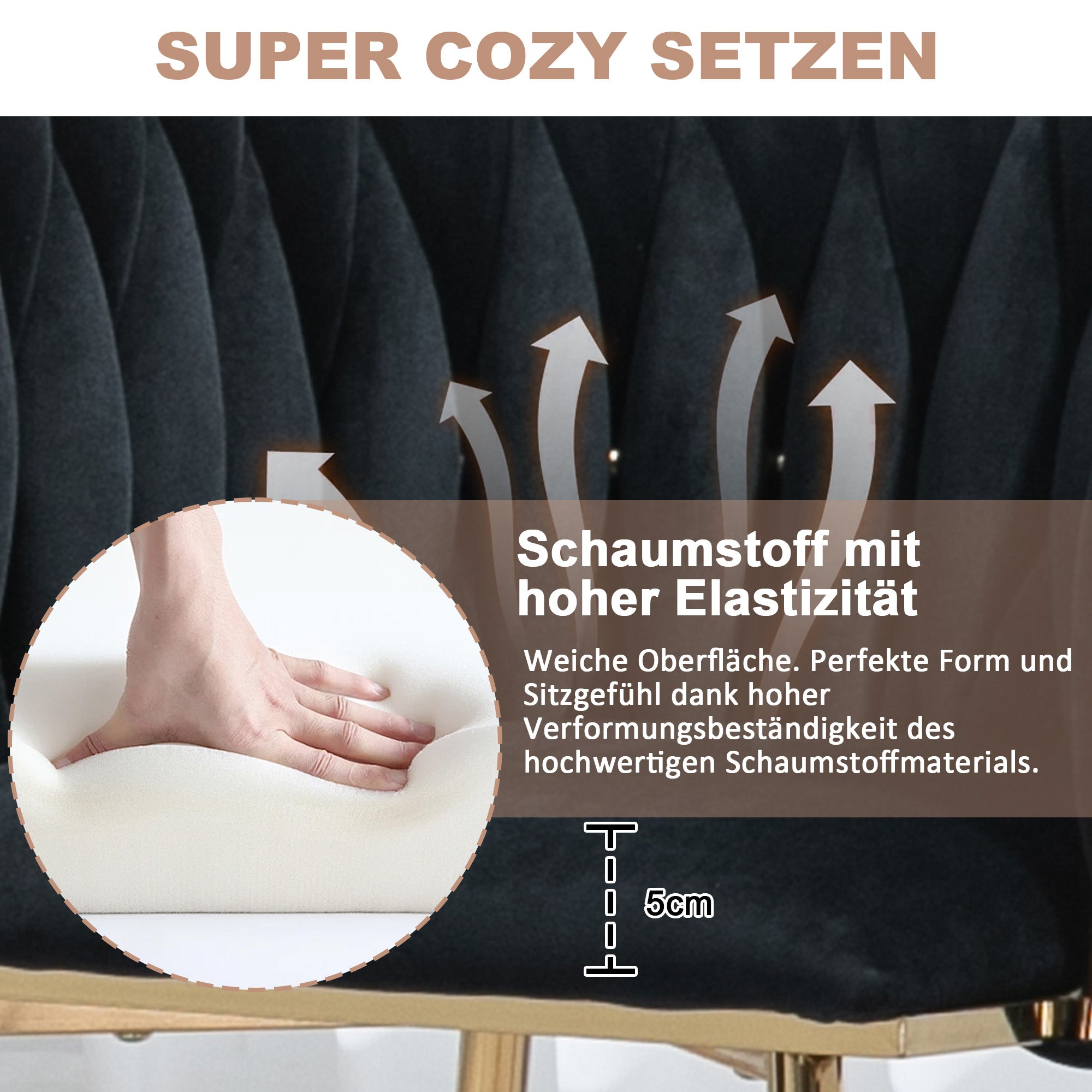 Dining Chair Set Modern Luxury Handwoven Gold Legs Soft Cushion Velvet (Set of 2)