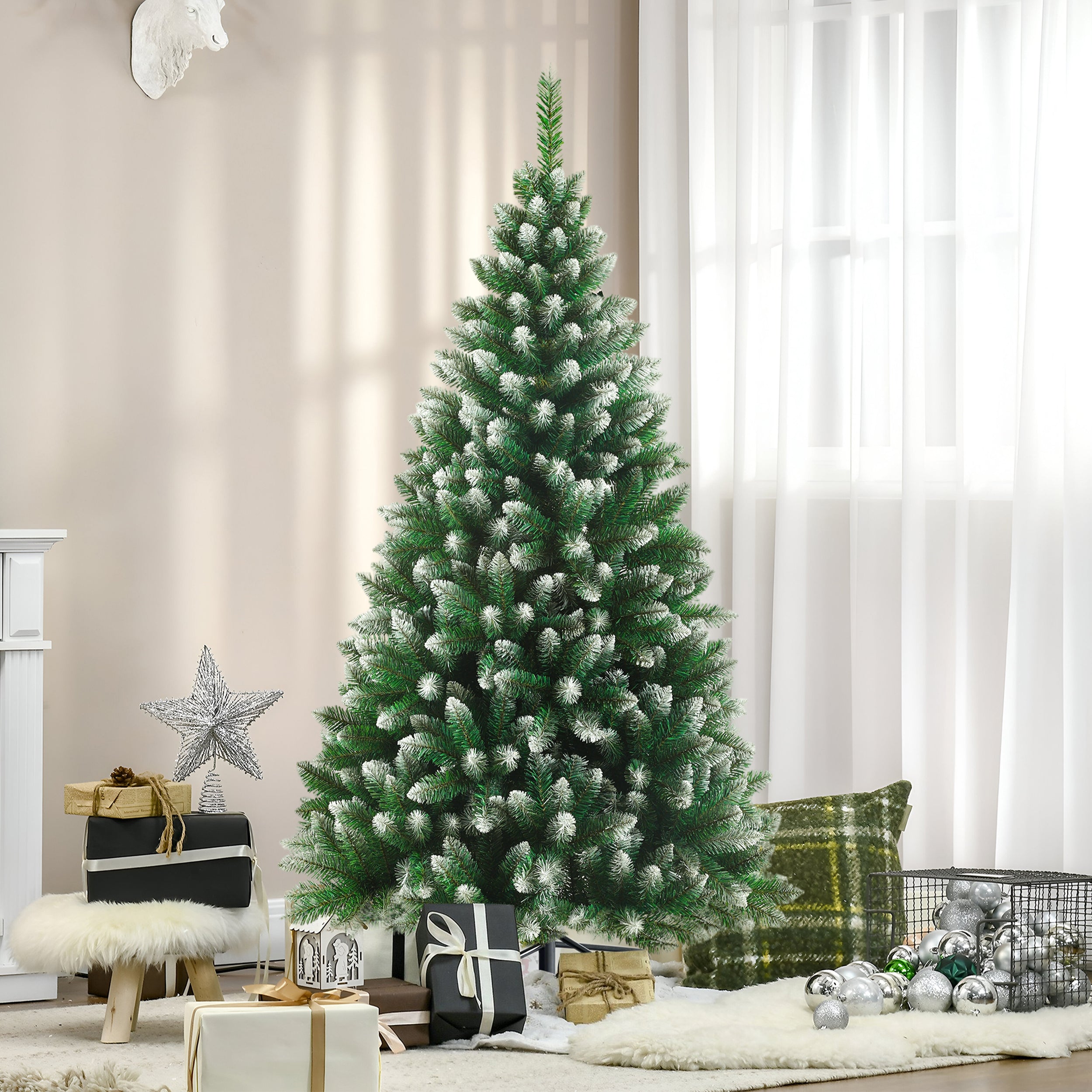 Artificial Christmas Tree 180cm 800 Tips with Lights - Natural Style