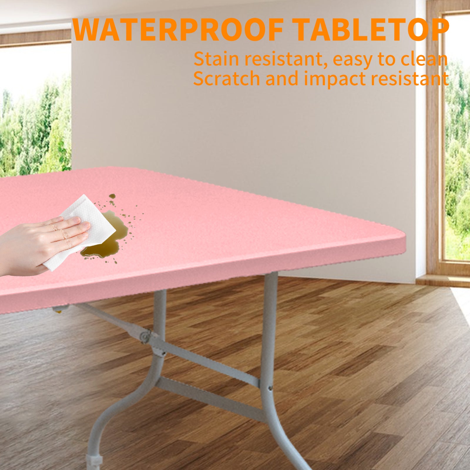 Folding Table 243.9cm Heavy Duty Portable Pink