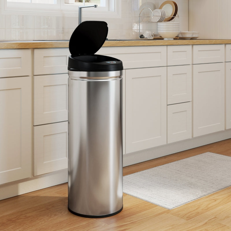 Sensor Waste Bin 50L Touchless Soft-Close Stainless Steel Silver