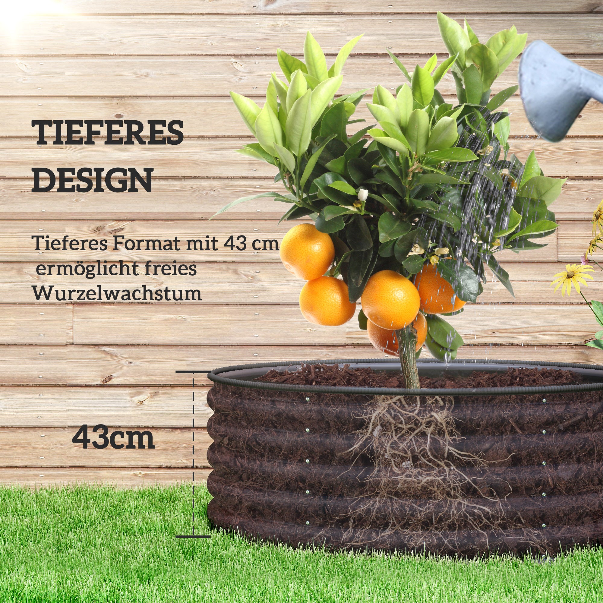 Raised Bed, Stackable Planter 120x120x43cm, Steel