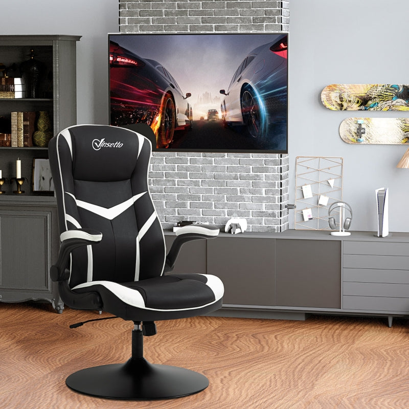 Gaming Chair Ergonomic Adjustable Height Swivel PVC Leather Black