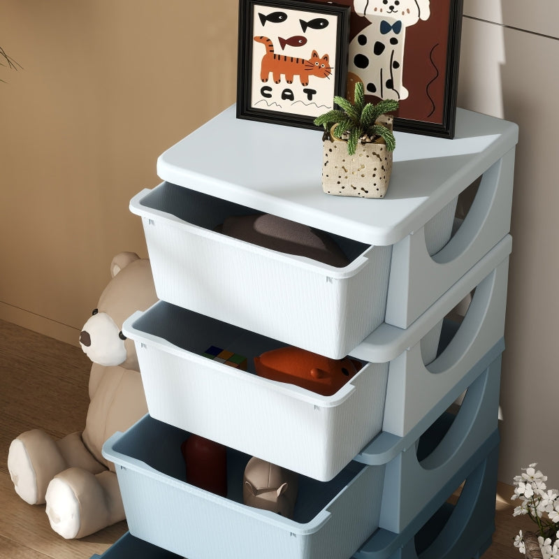 Kids Storage Boxes Four-Tier Four Drawers Blue