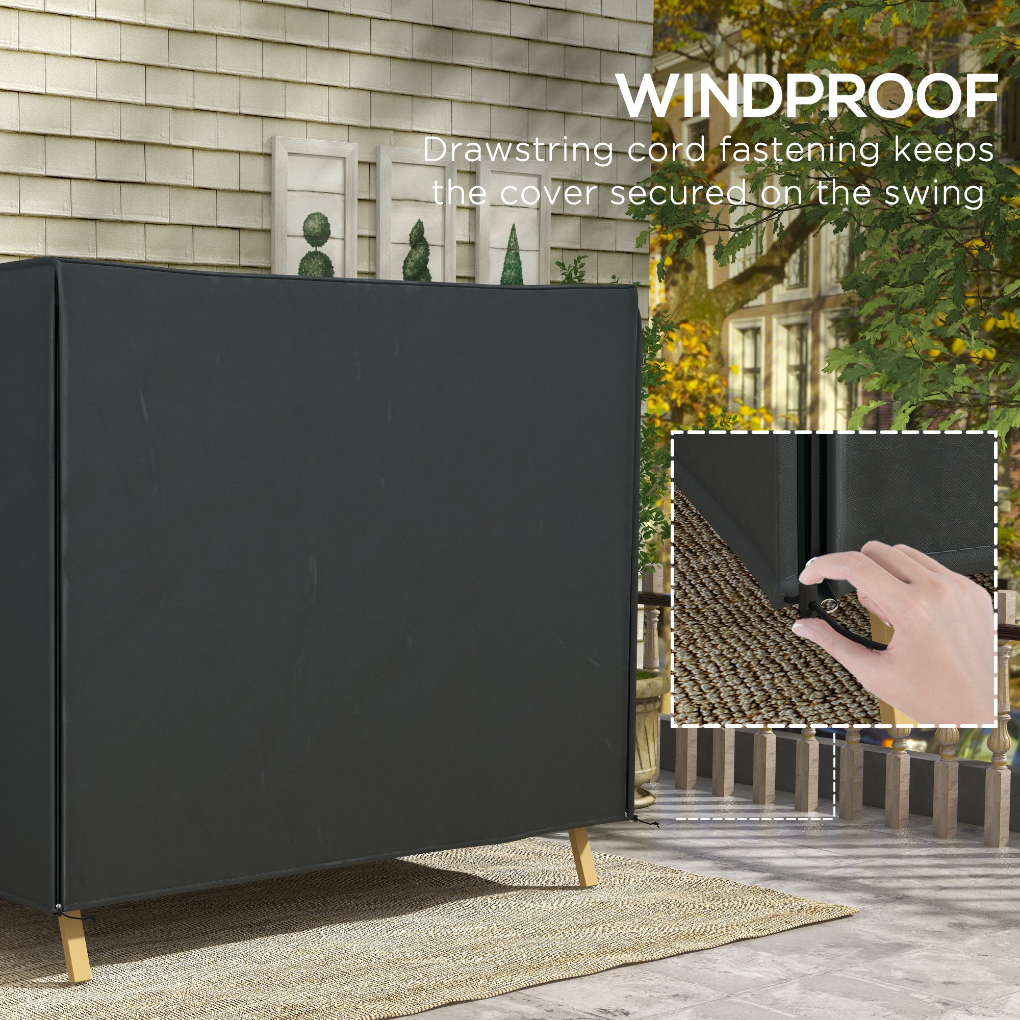 Three-Seater Swing Chair Protective Cover 220 x 125cm - Black