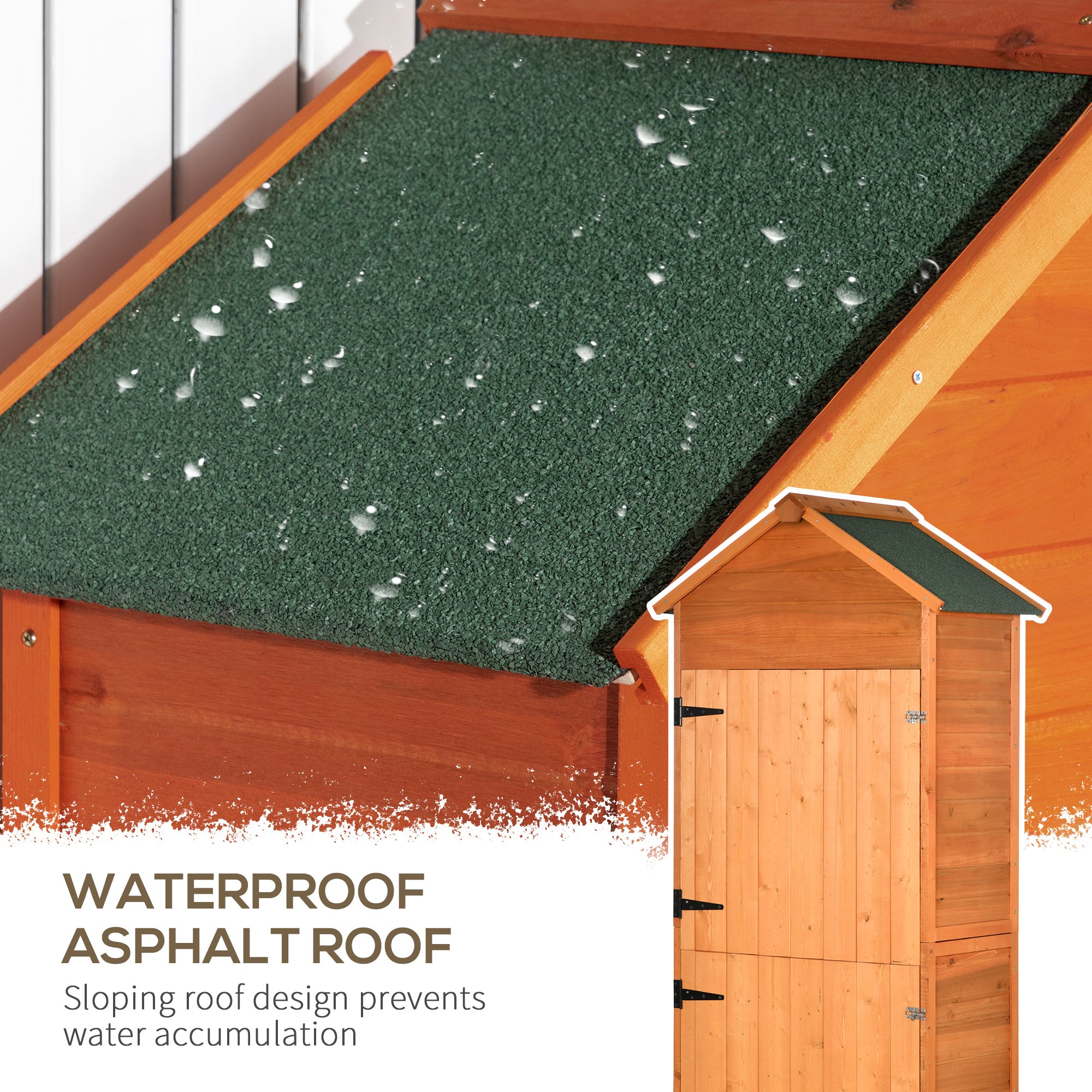 Wooden Outdoor Storage Shed, Compact Lockable Tool Shed with Shelves, Orange