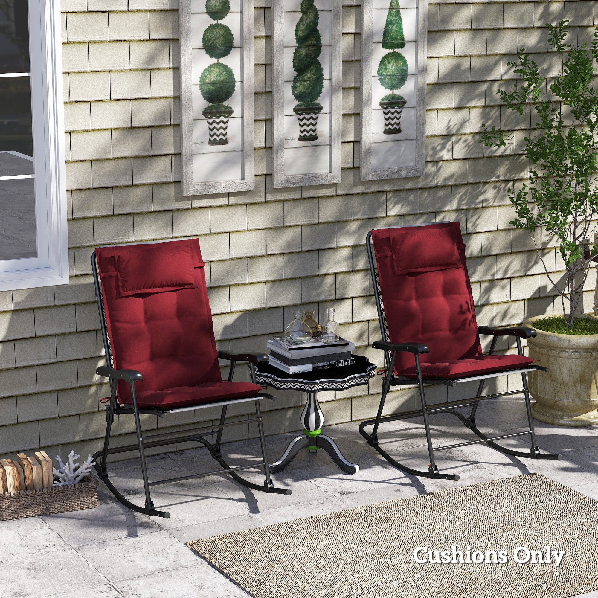 Sun Lounger Cushions, Water-Repellent, 50x116x5 cm, Wine Red