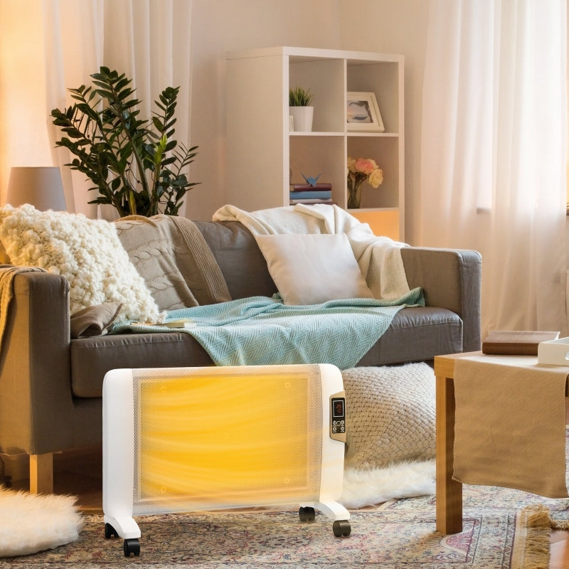 Mica Electric Space Heater, 2 Heat Settings 1000W/2000W Adjustable Temperature, White