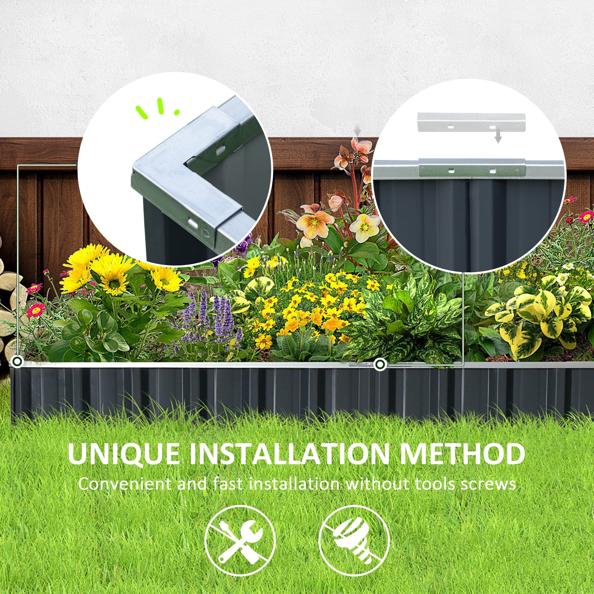 Metal Raised Garden Bed, 645L DIY Large Steel Planter Box for Vegetables, Herbs, Flowers