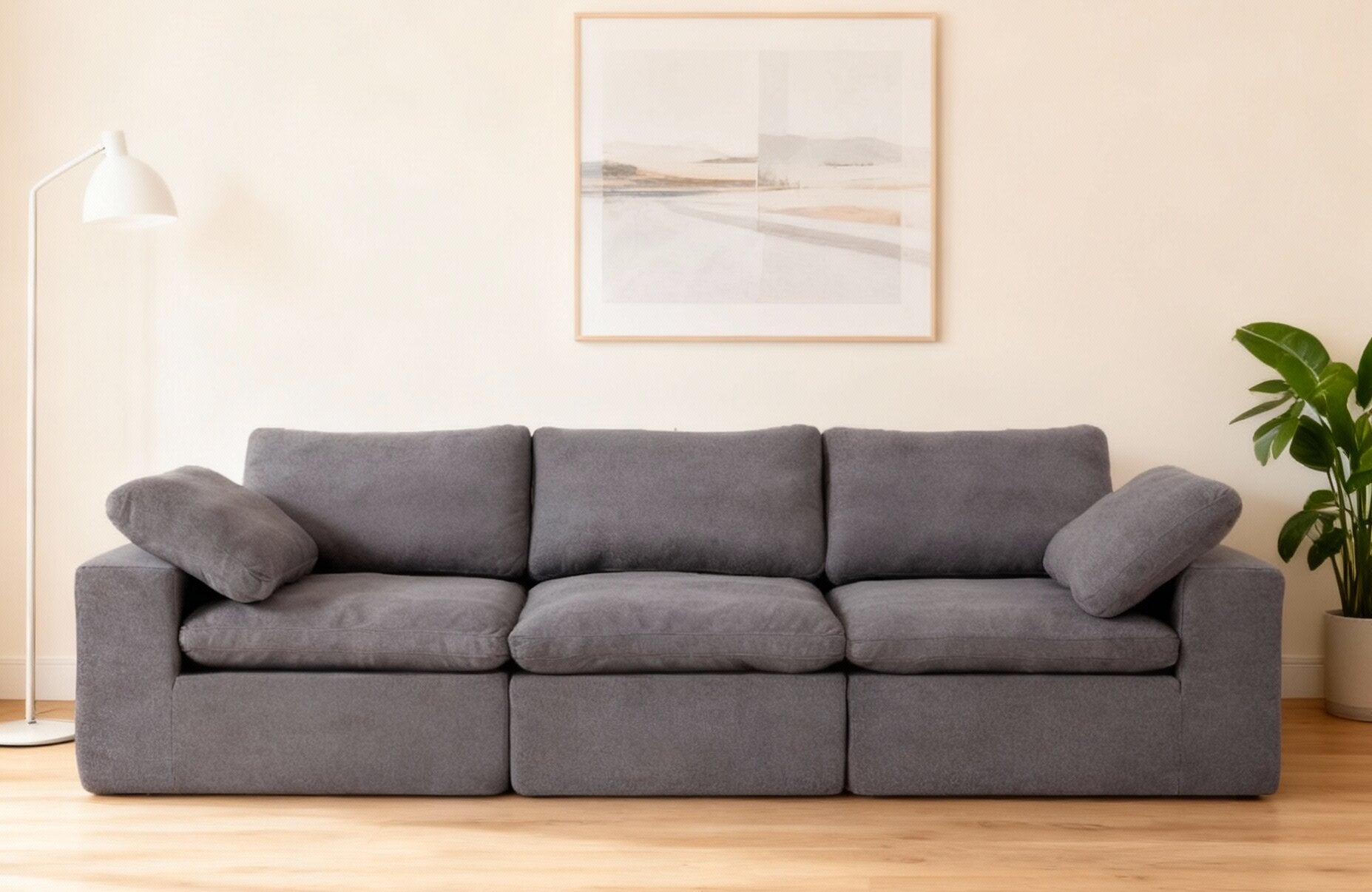 Cloud Modular Sofa Deep Seat Certified Foam, Grey Fabric