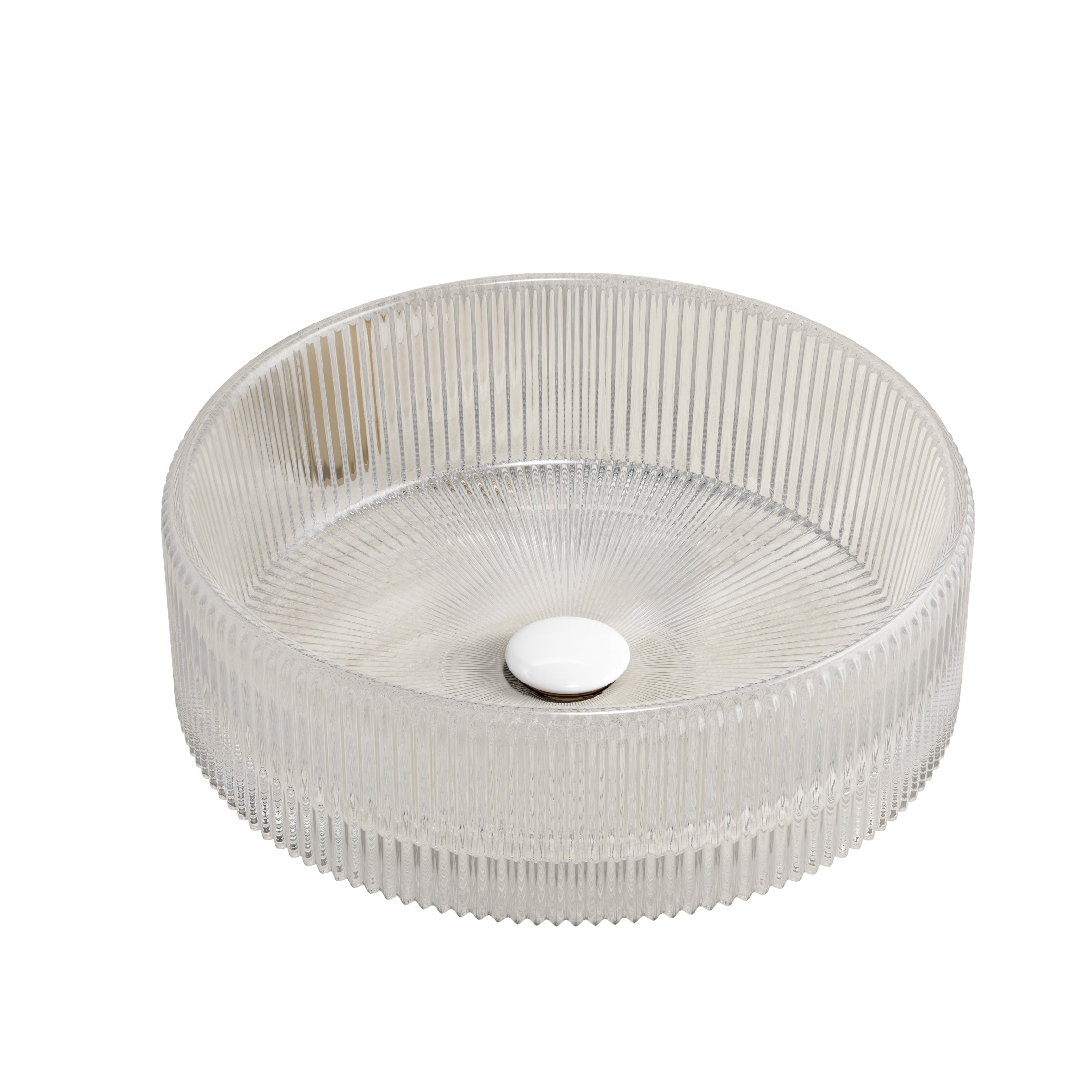 36cm Washbasin, Round Countertop Sink without Tap, Crystal Glass Transparent