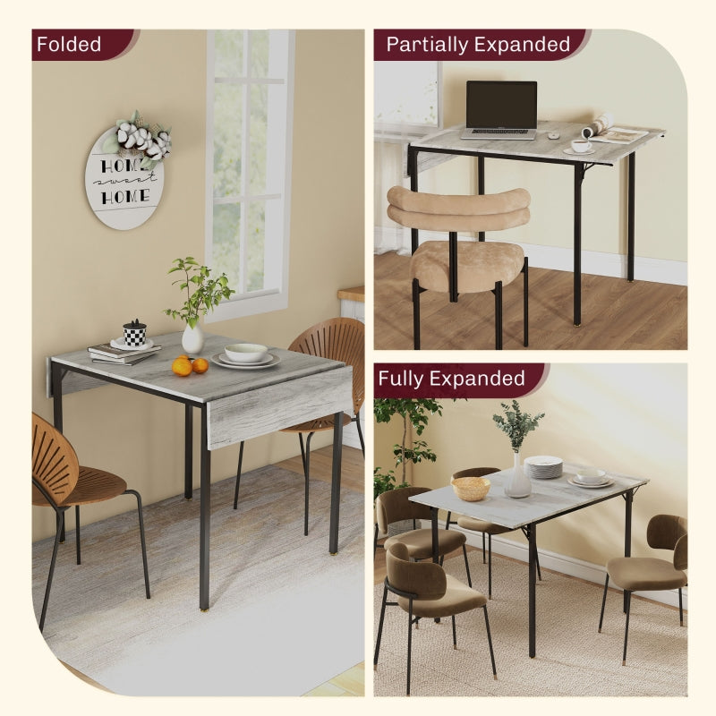 Four-Person Drop Leaf Dining Table Grey