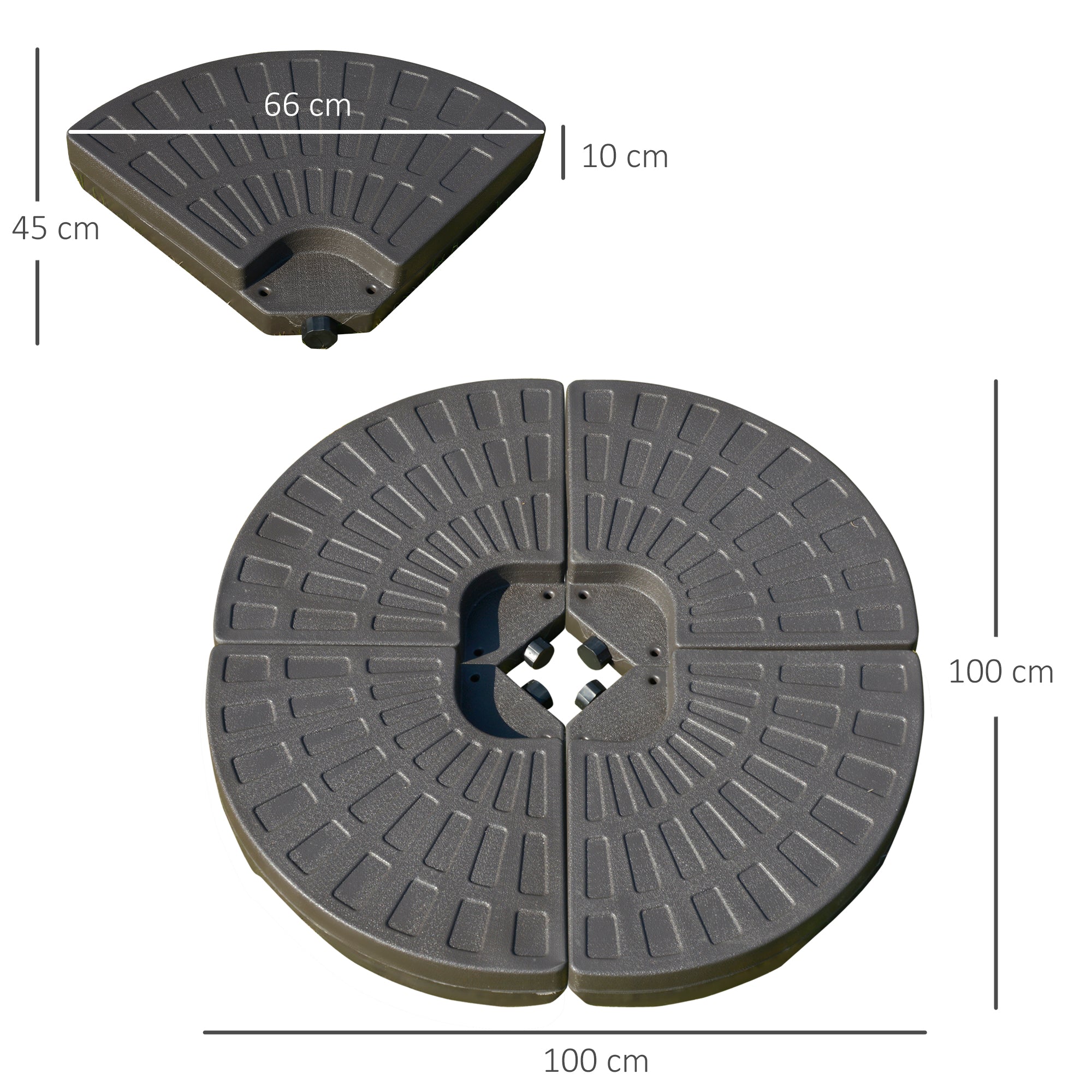 Parasol Base Fillable 17kg Water/25kg Sand HDPE, Coffee Color