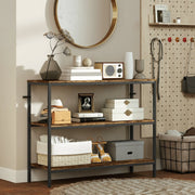Console Table with 3-tier Shelf, Chipboard and Metal, Light Brown