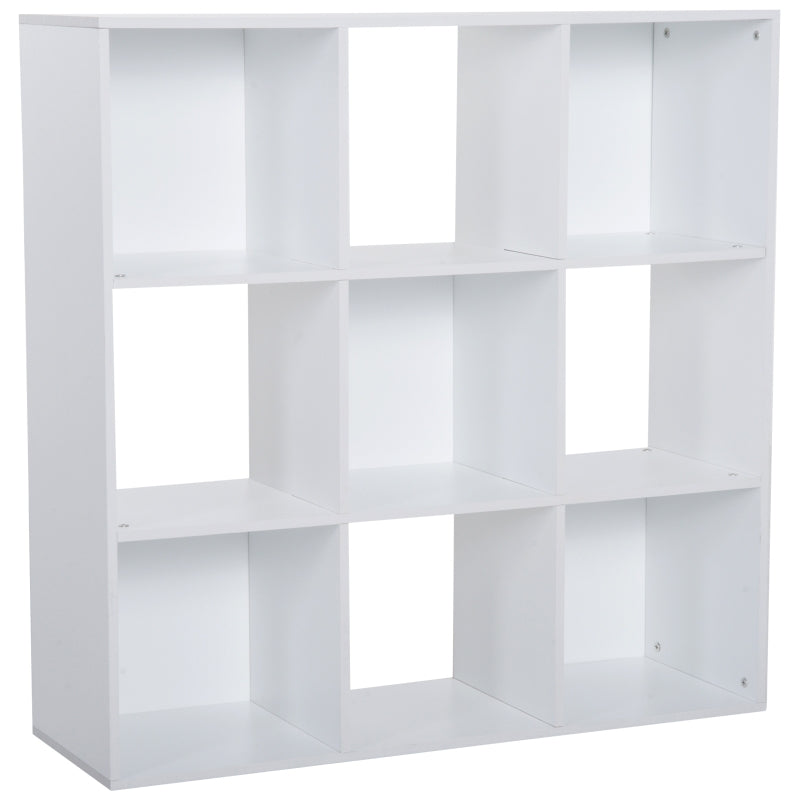 Storage Unit 3-Tier 9-Cube Organiser Bookcase, White Particle Board