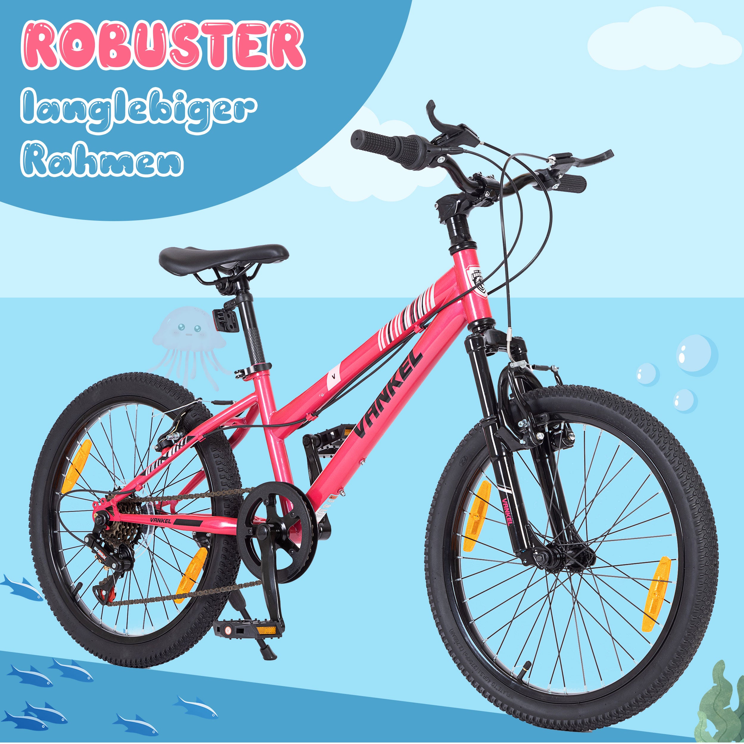 20-inch Children's Mountain Bike with 6-Speed Derailleur and V-Brakes, For Boys and Girls