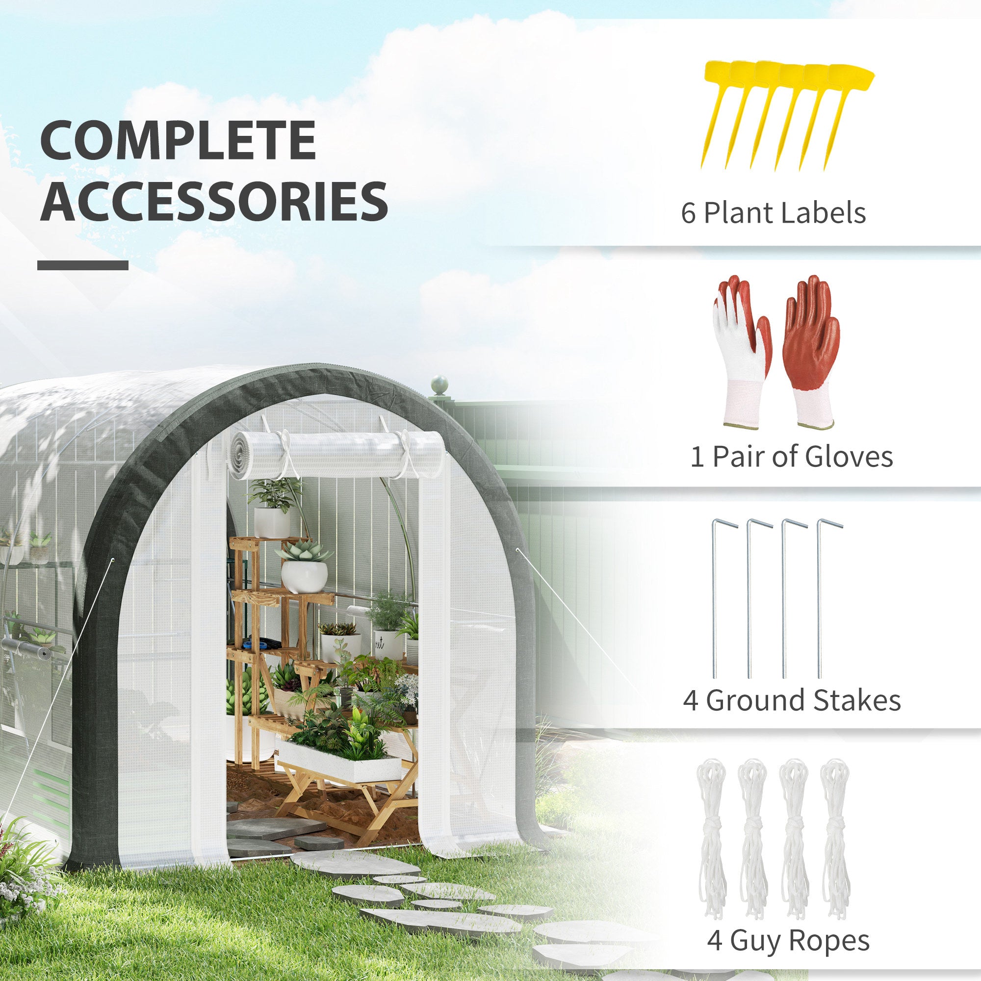 3 x 2m Walk-In Tunnel Greenhouse White