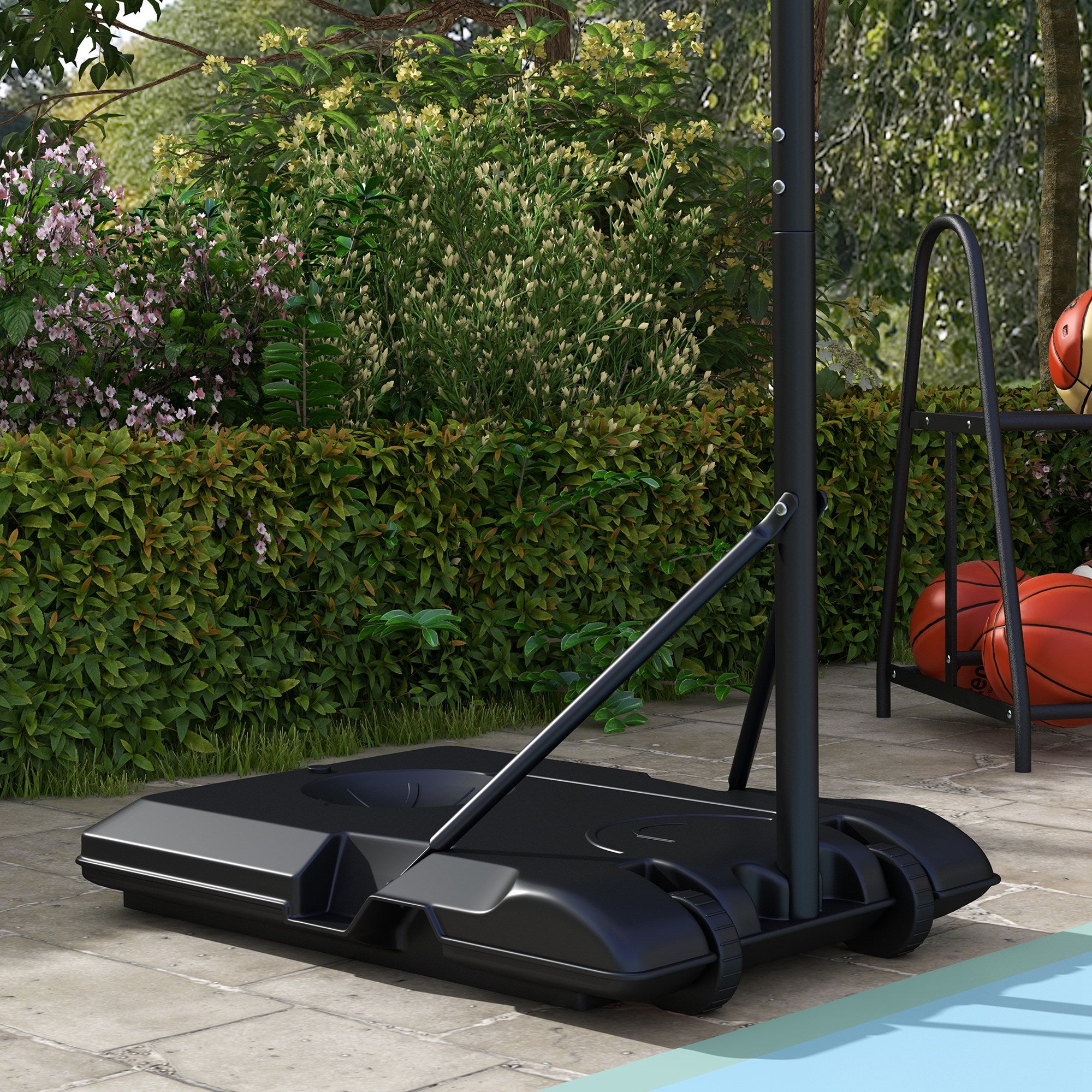 Basketball Hoop, Adjustable 220-250cm Wheels Break-Resistant Backboard, with Stand