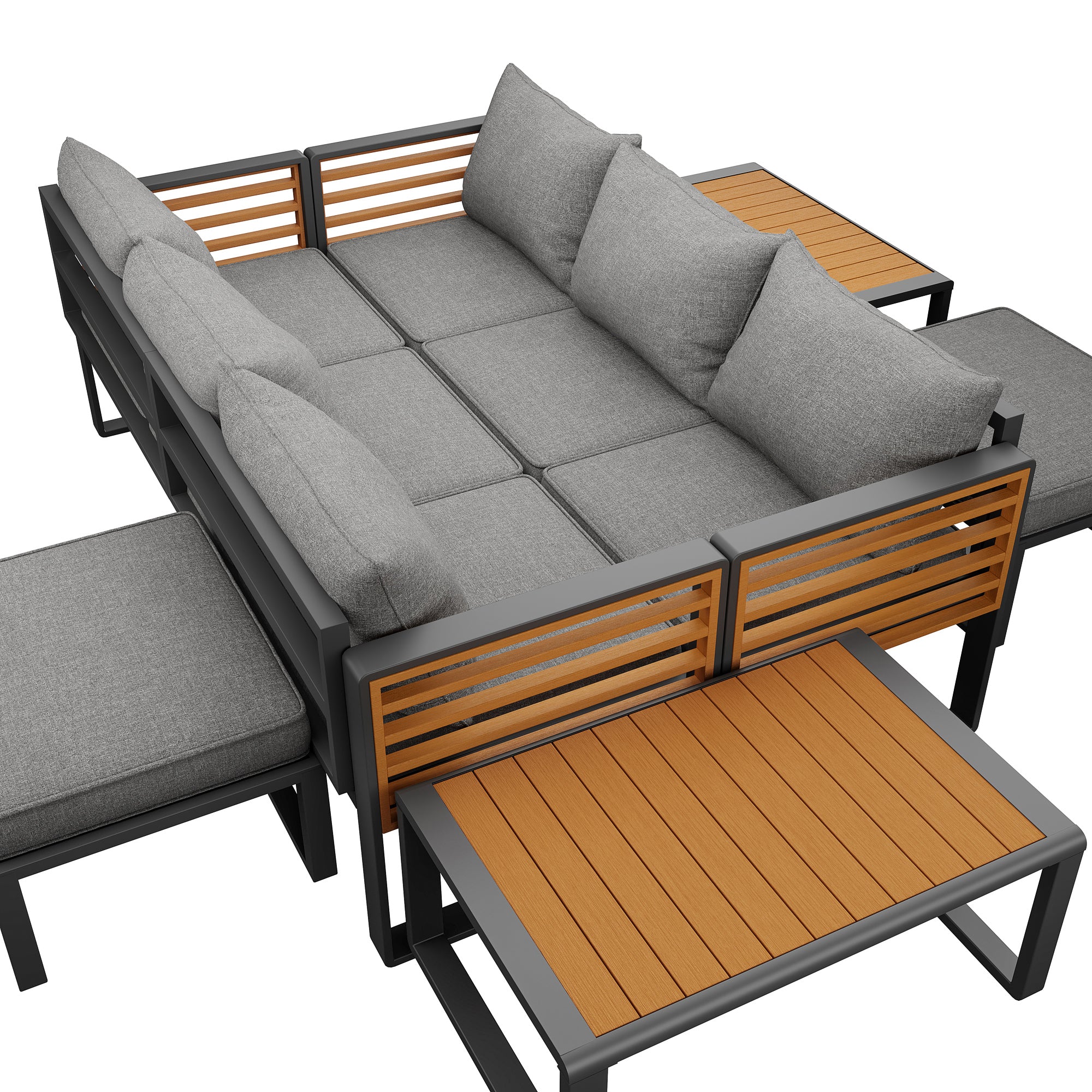 Garden Lounge Set 6-8 Seater Outdoor Sofa - Galvanized Iron Frame