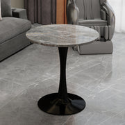 Coffee Table Mid-Century Modern 27.6" Round Marble - Black