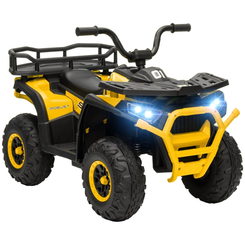 Kids Electric Ride on ATV, 12V Battery-Powered Quad Bike with Spring Suspension, Yellow