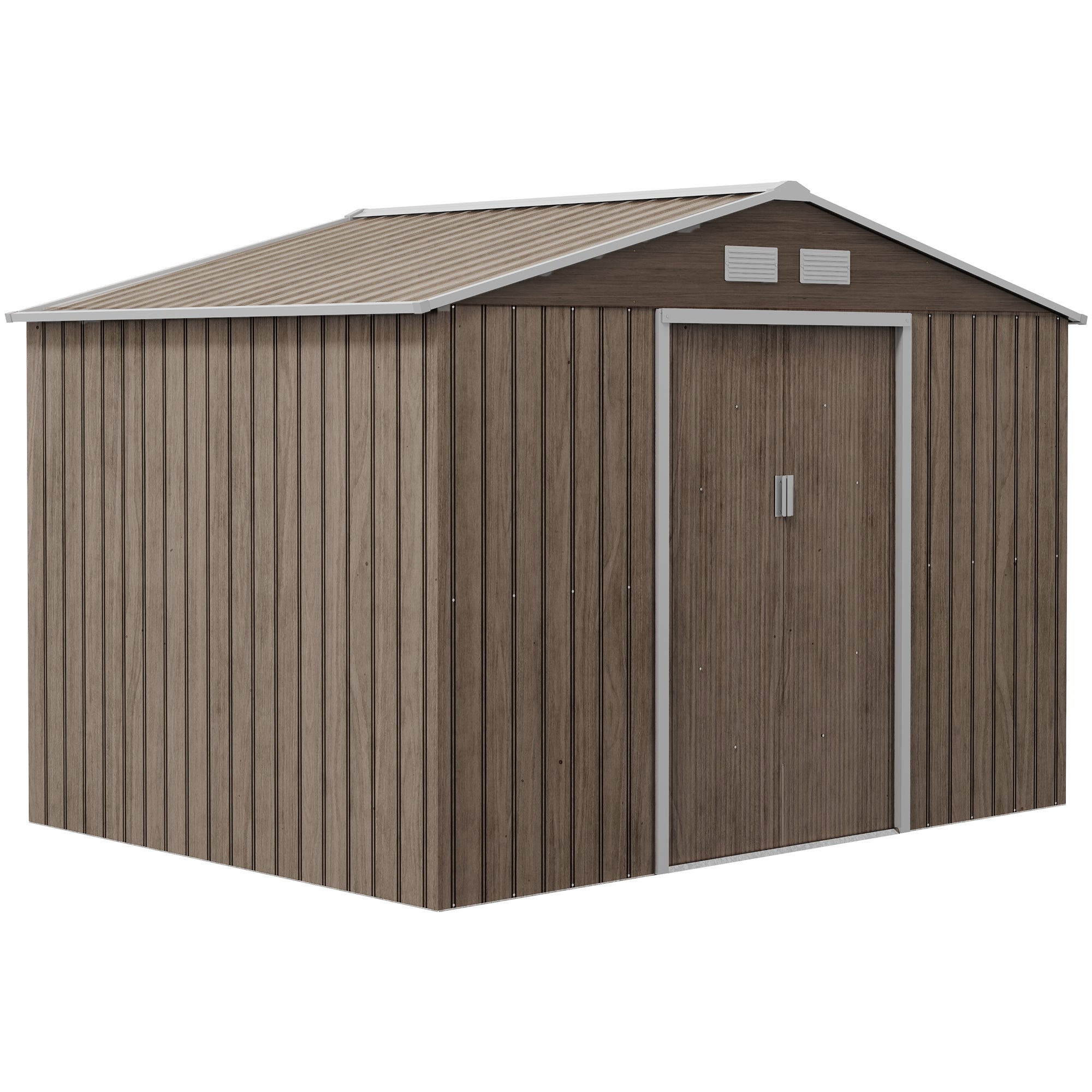 Garden Shed, Outdoor Storage Tool House, Steel Brown