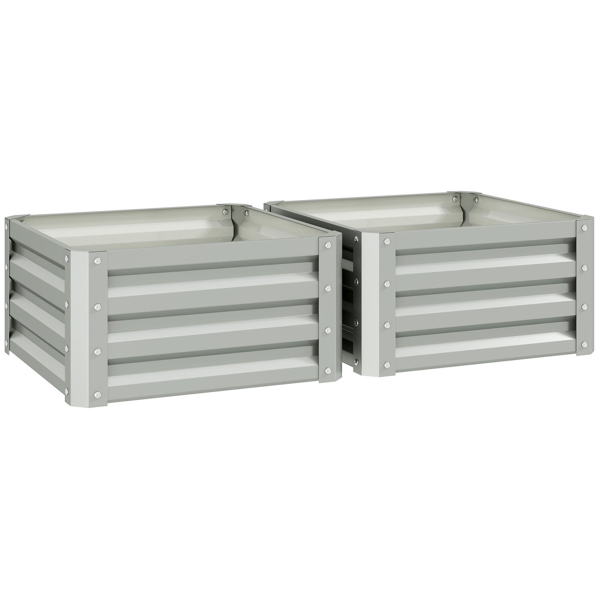 Steel Planter Boxes, Set of Two 60x60cm, Light Grey