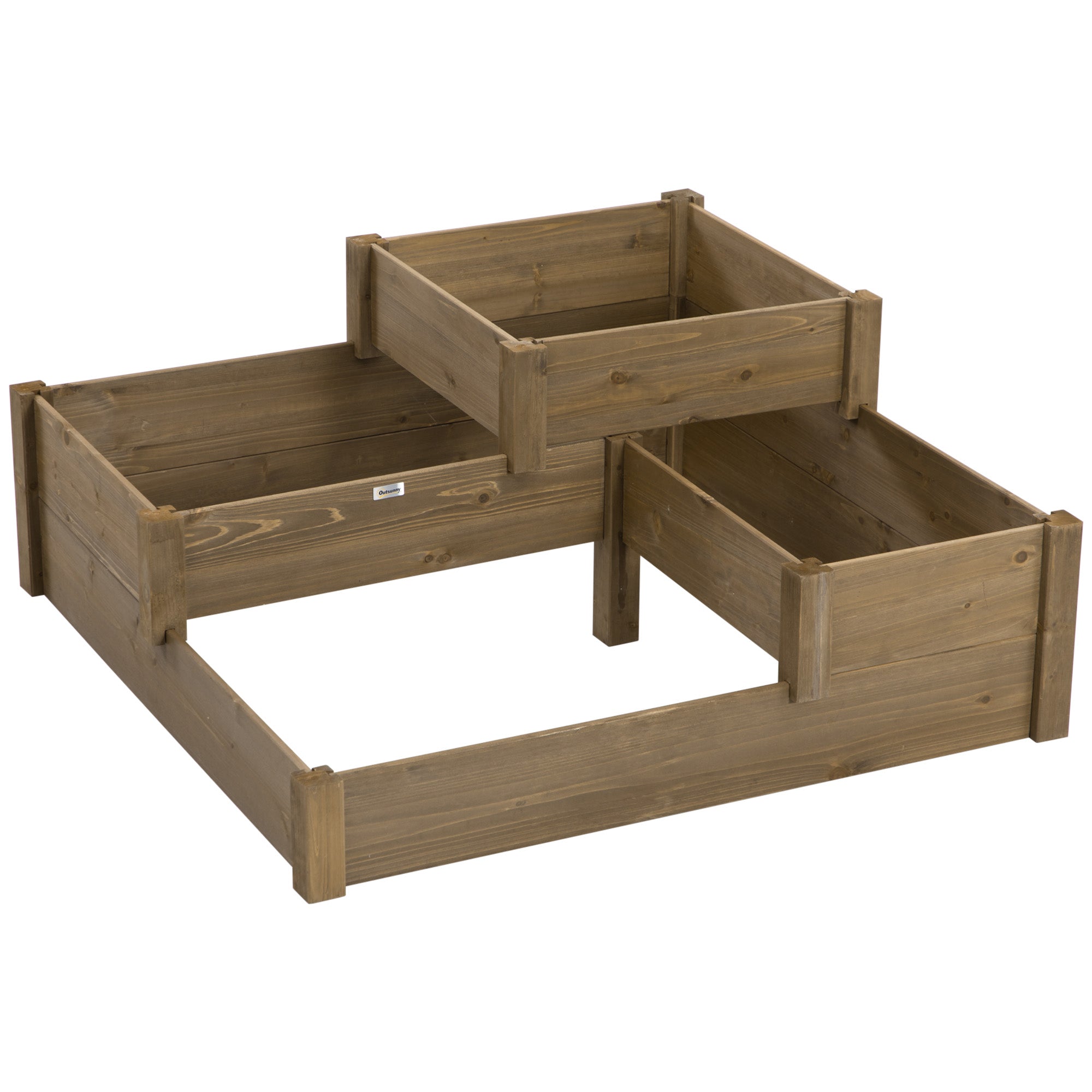 Raised Vegetable Bed, 3-Level Planter for Herbs 122x122x51 cm, Fir Wood Brown