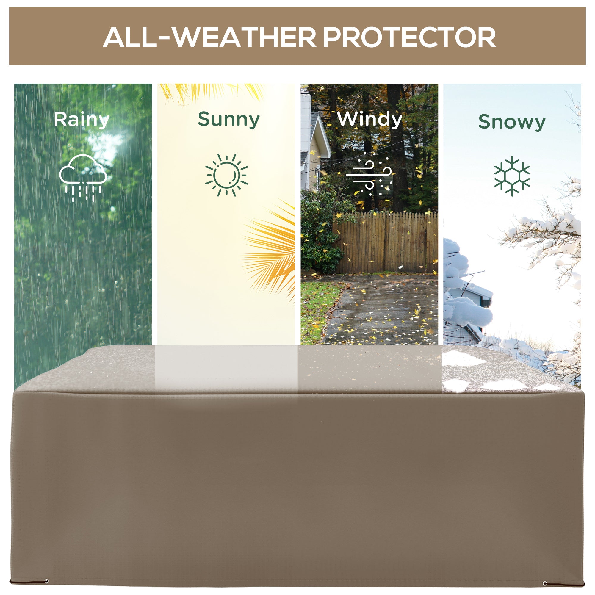 Patio Garden Furniture Dining Set Cover Waterproof Anti-UV - Beige 600D Oxford