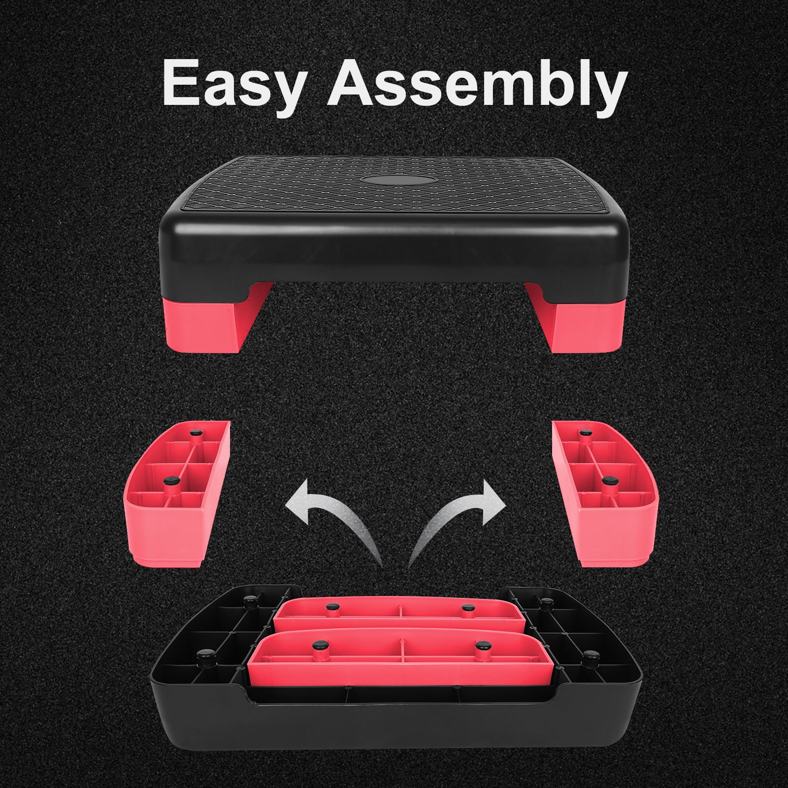 Fitness Step Platform Aerobic Stepper, 45.72cm Height Adjustable 10.16-15.24cm, Red