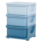 Kids' Storage Boxes, 3 Drawers, Rounded Edges, Blue