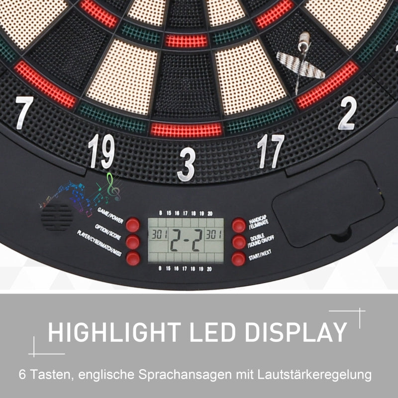 Electronic Dartboard, Voice LED Display, 26 Games, Black