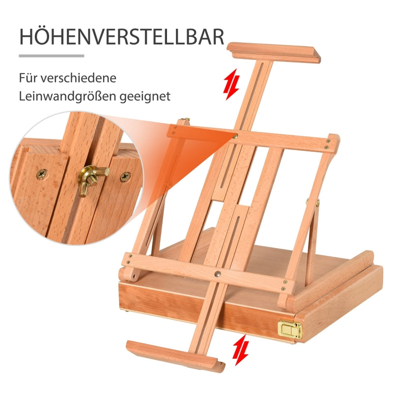 Vinsetto Easel, Studio Foldable with Drawer, Natural Beechwood