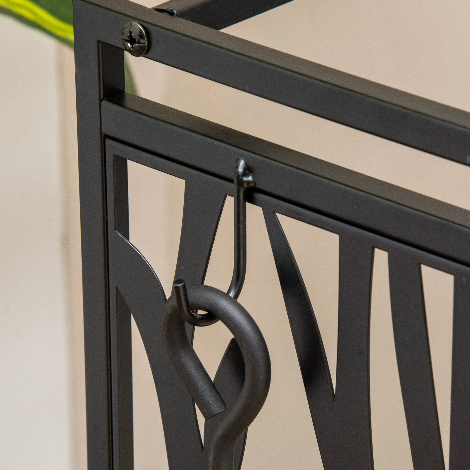 Firewood Rack with Tools, Steel, Black