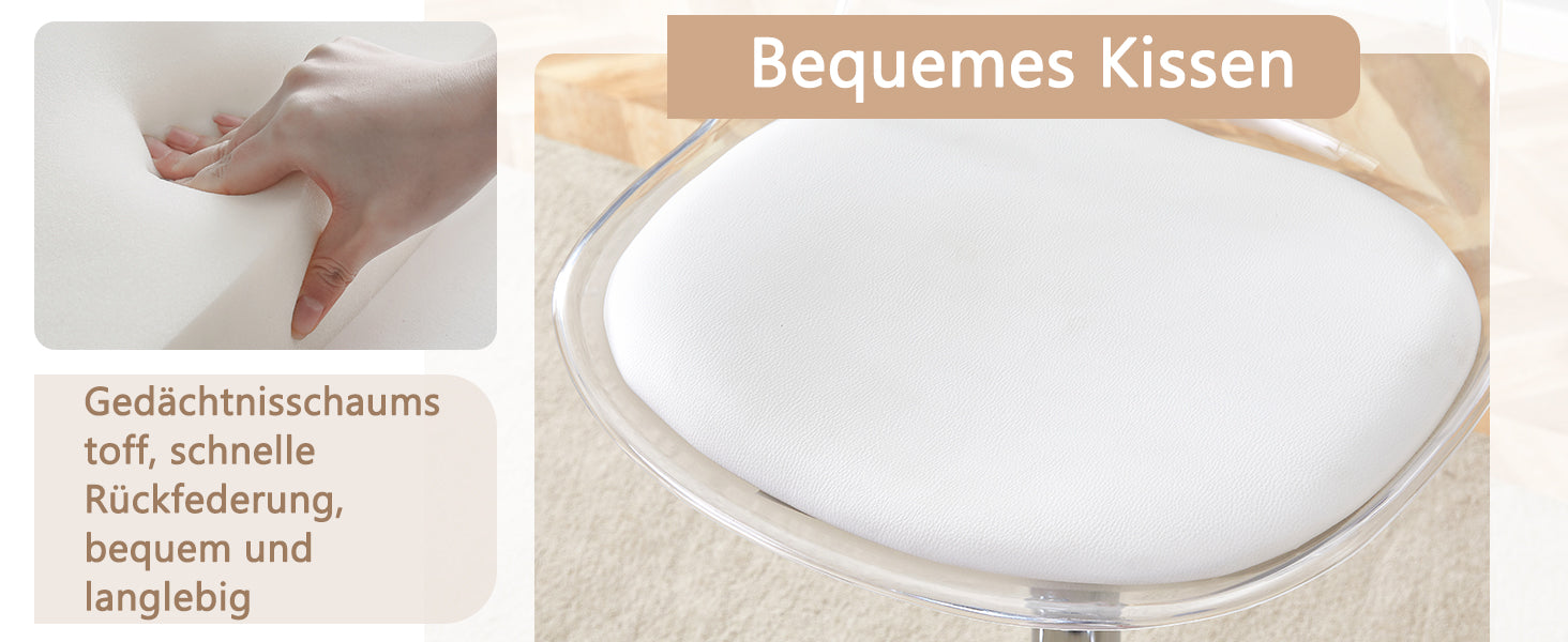 Modern Bar Stool Set, Adjustable Swivel Plastic Backs, PU Leather and Metal