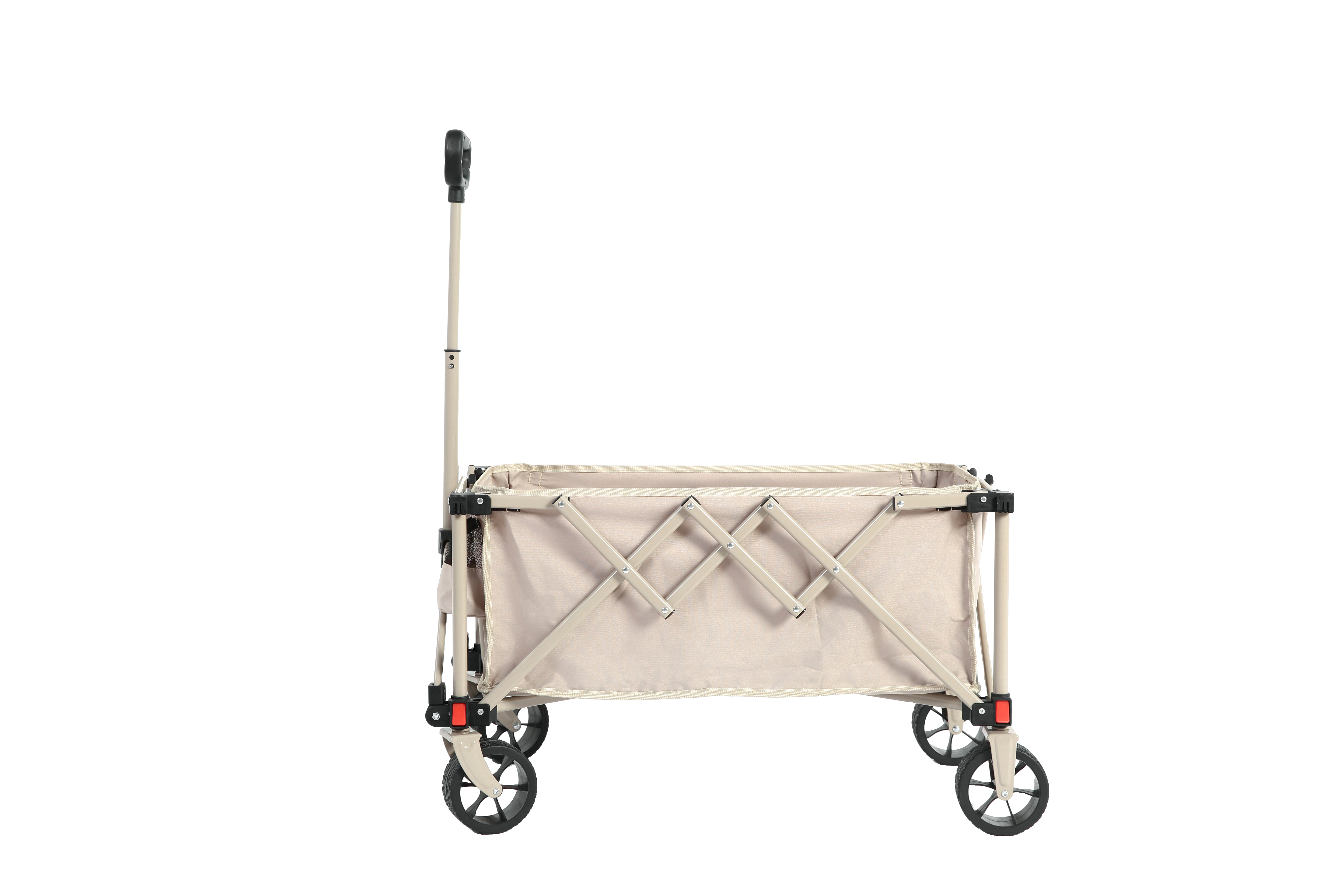 Folding Wagon Cart, All Terrain Wheels, Heavy Duty, Adjustable Handle, Beige