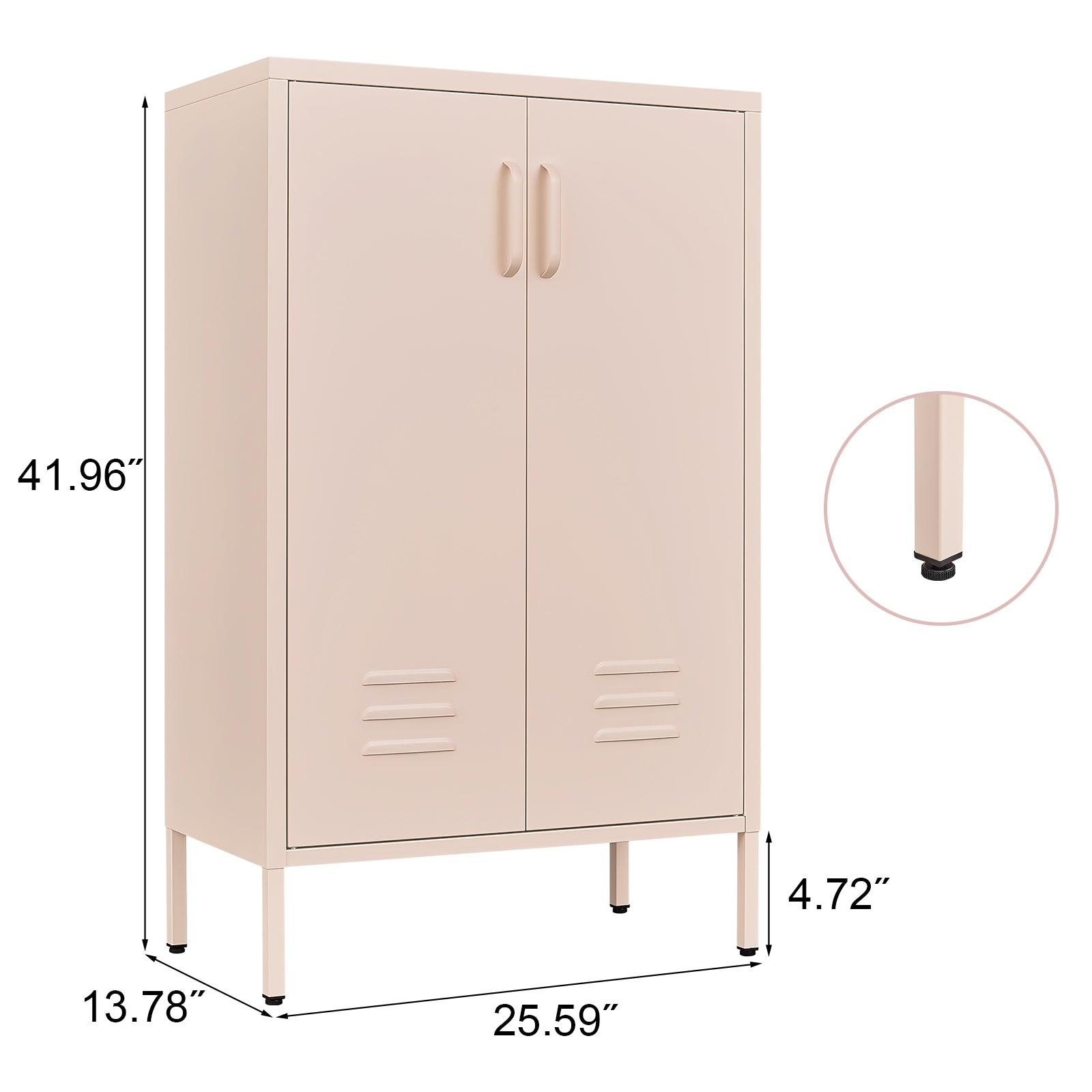 2 Door Metal Storage Cabinet with 2 Adjustable Shelves, Pink