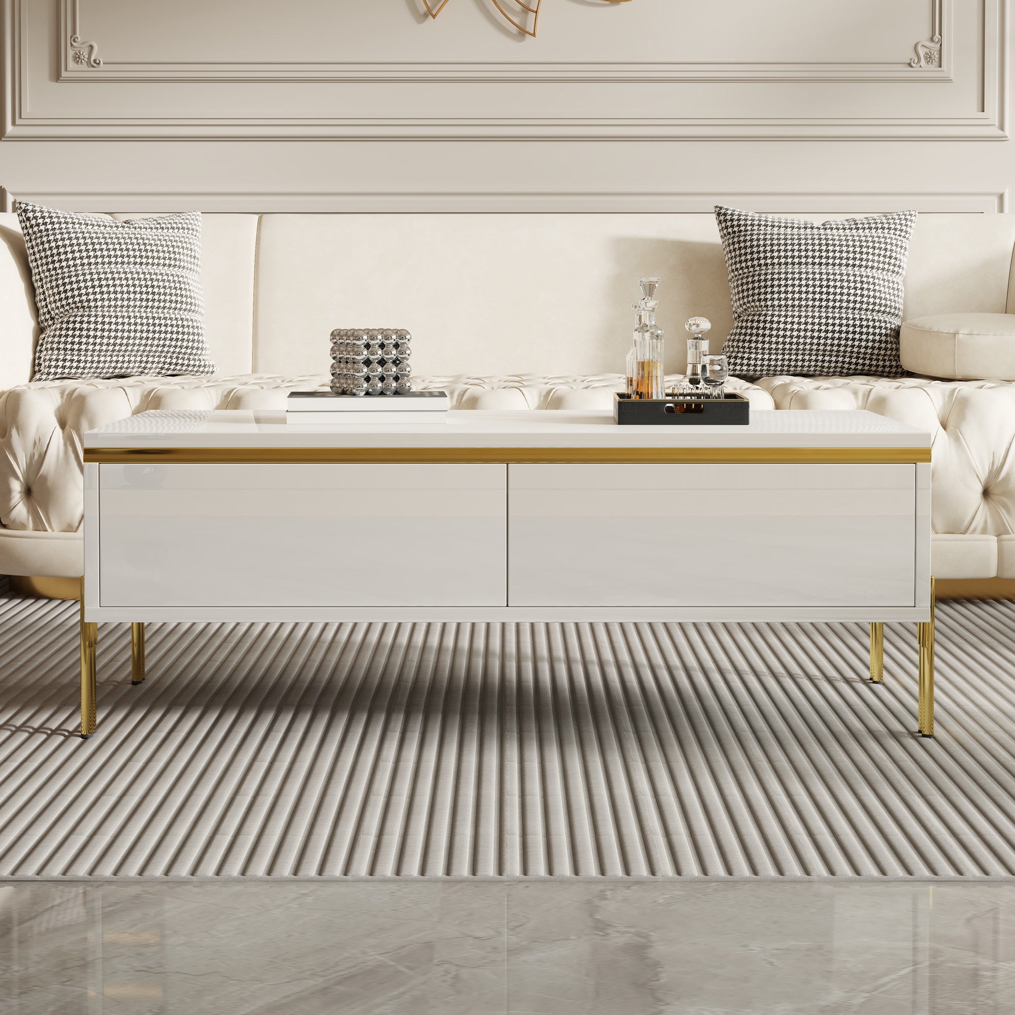 Coffee Table Multifunctional Side Table 100x50x36cm High-Gloss