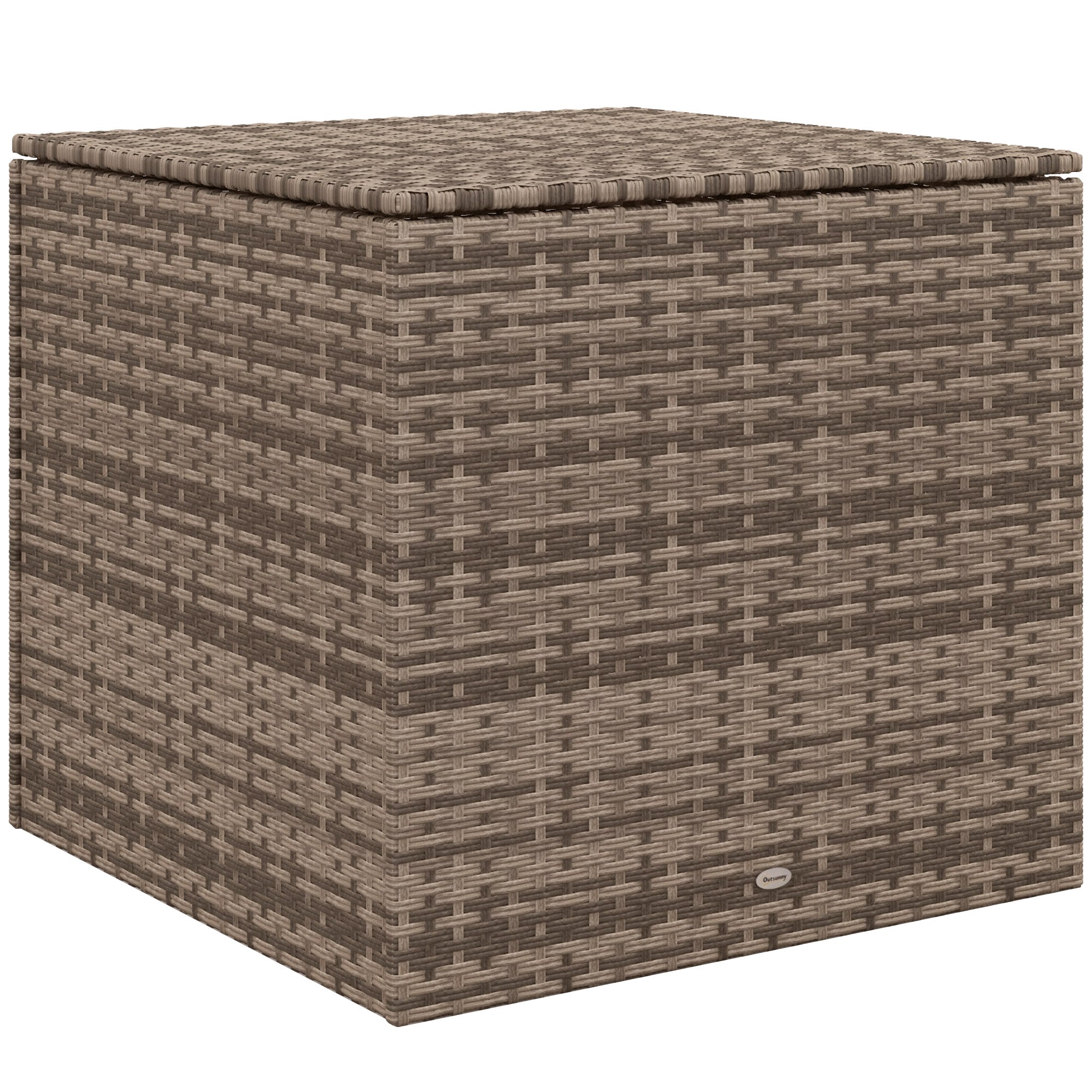 Polyrattan Cushion Box with Lid, Automatic Lifting, Weatherproof, 75x75x70 cm, Sand