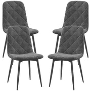 Dining Chairs, Set of 4 Upholstered with Backrest, Metal Legs, Velvet Look Grey