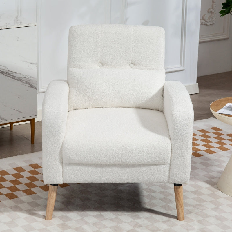 Lounge Chair, Lumbar Cushion Upholstered Armchair, White