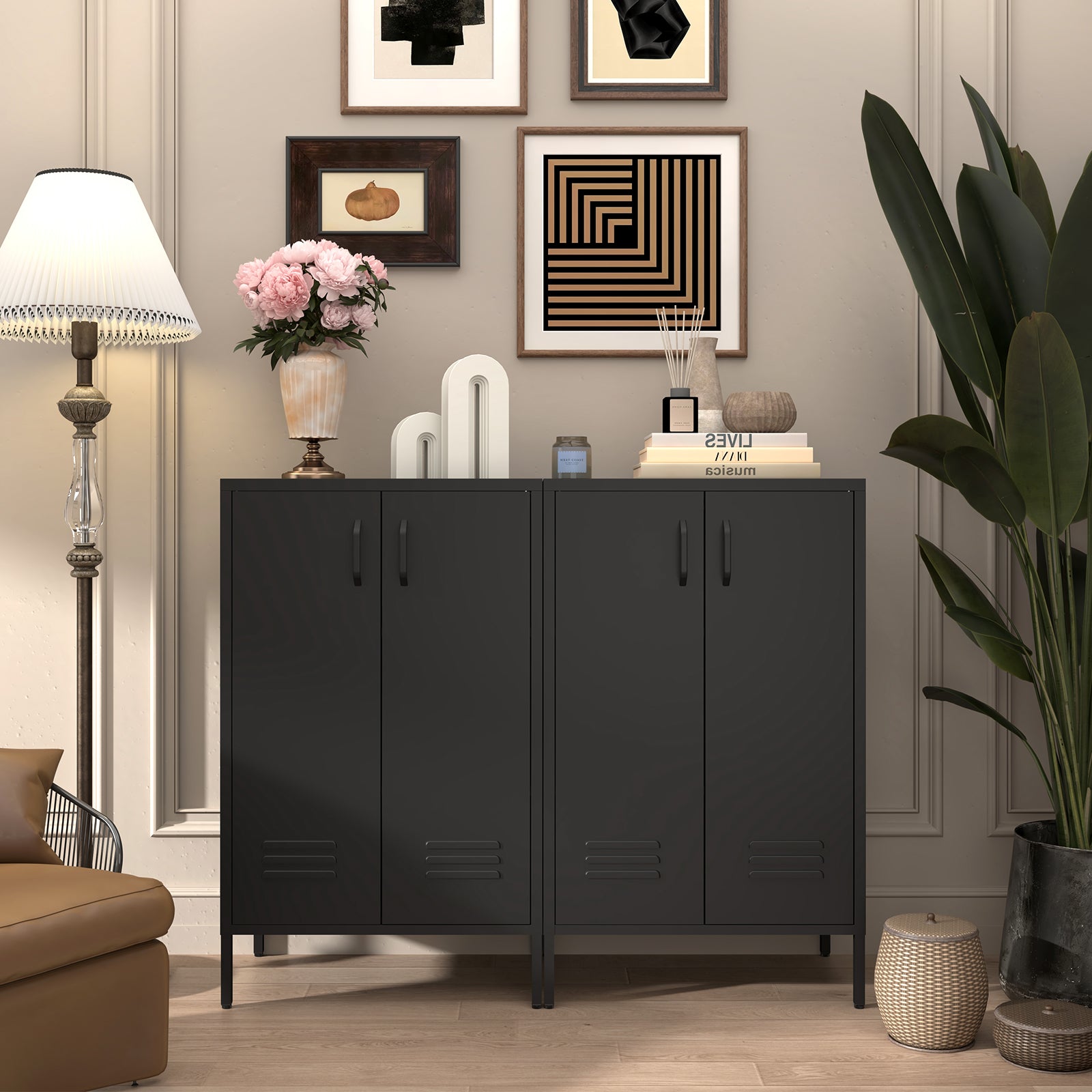 Steel Storage Cabinet 2 Door 2 Movable Shelves - Steel