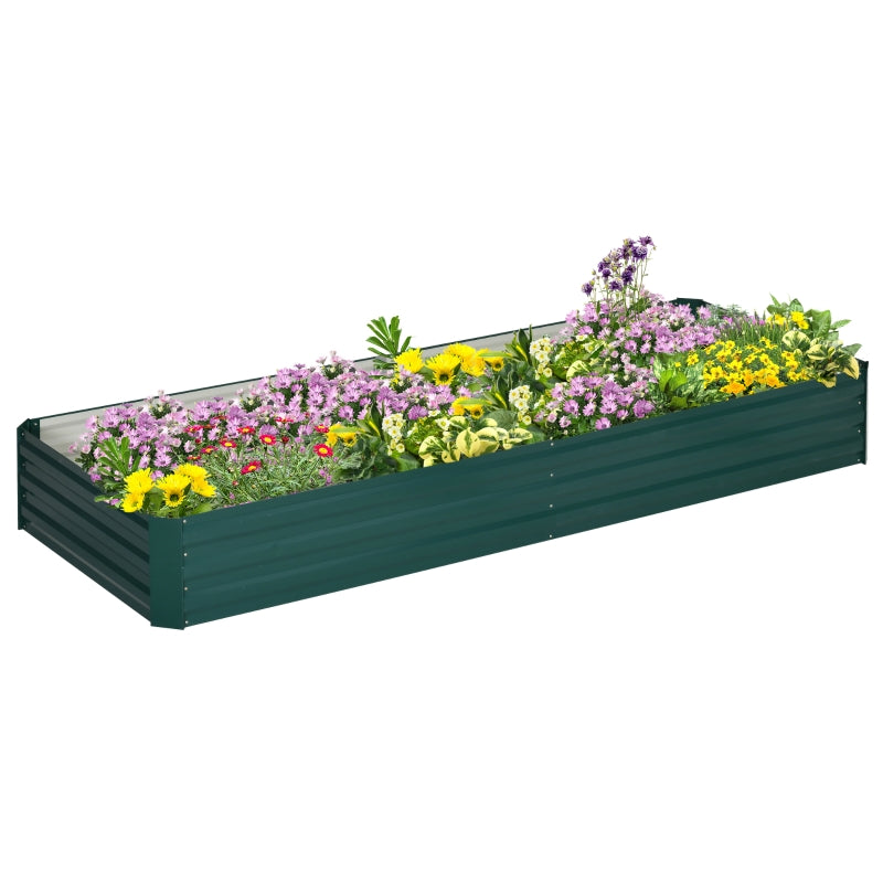 Metal Raised Garden Bed Planter Box, 241x90.5x30cm for Flowers & Herbs, Green